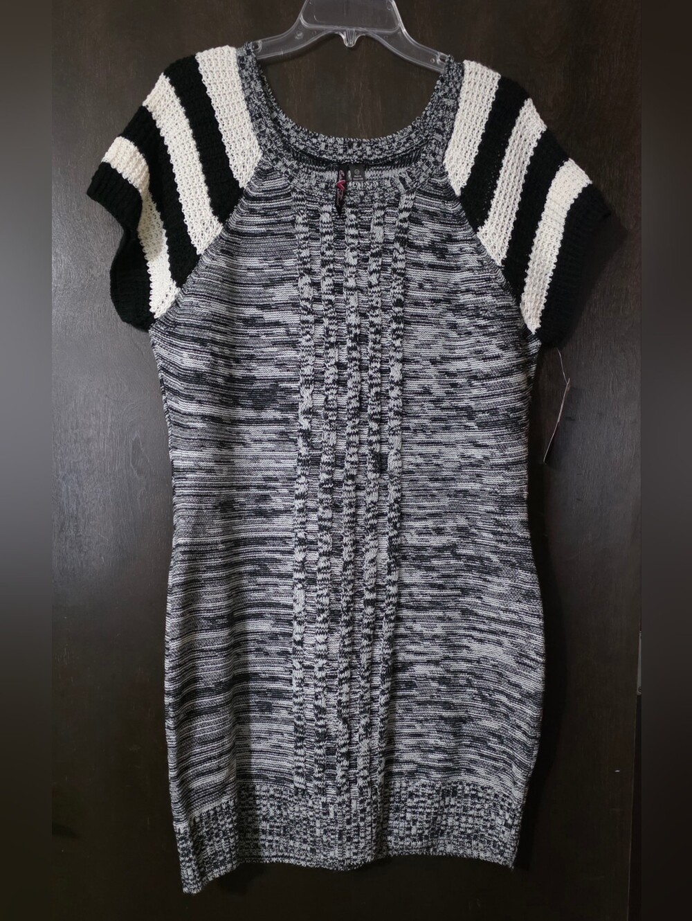 Extra Touch Black&White Striped Raglan Sleeve Midi Dress Knit Women's Size 1X